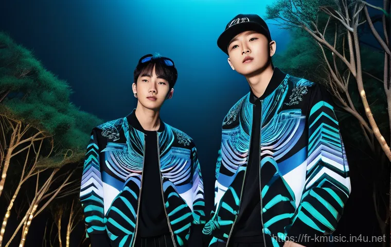 노라조 사이다 독특한 콘셉트 - **Prompt:** A vibrant, high-energy stage performance featuring the K-Pop duo Norazo. The two male me...